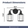 Prominence Home Lincoln Woods, Two Light Bathroom Vanity Light with Cage & Clear, Matte Black 51544-40